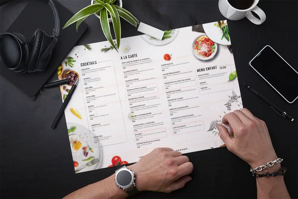 restaurant set de table, création de menu, création de menu restaurant, création de menu, set de table
